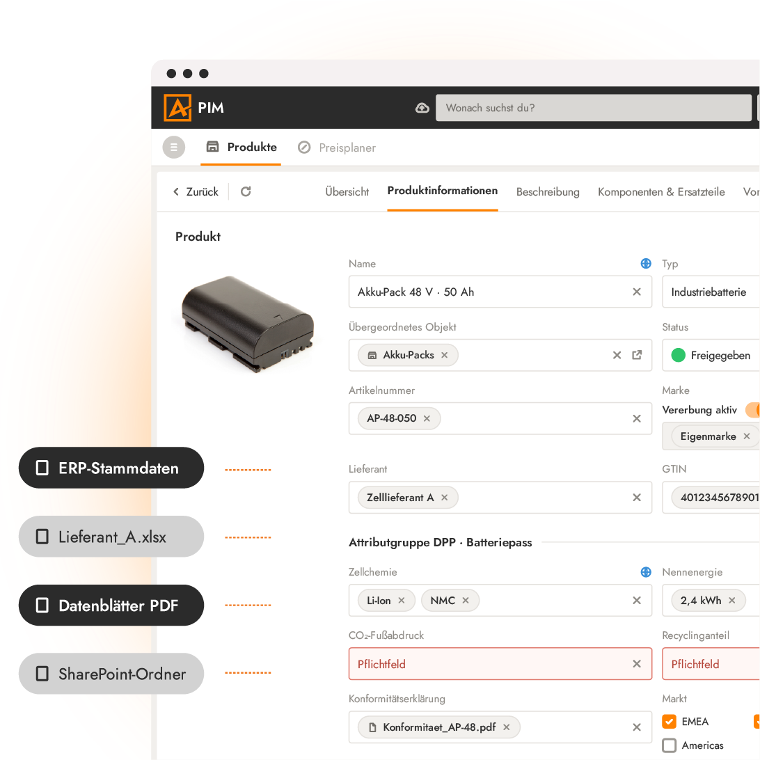 Importiere deine Produktdaten ins PIM-System und bilde einen Single Source of Truth