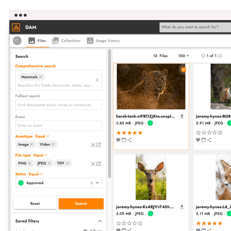 Benefit from the search function with many filters